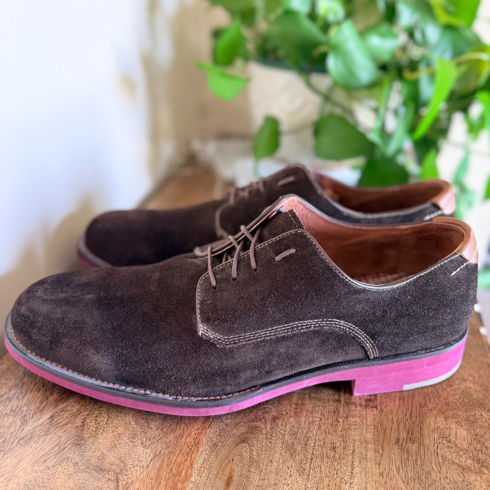Johnston Murphy Size 13M Brown Suede Plain Toe Derby Shoe Preppy Academia Modern